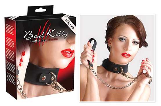 Bad Kitty - Silikon-Halsband mit Leine